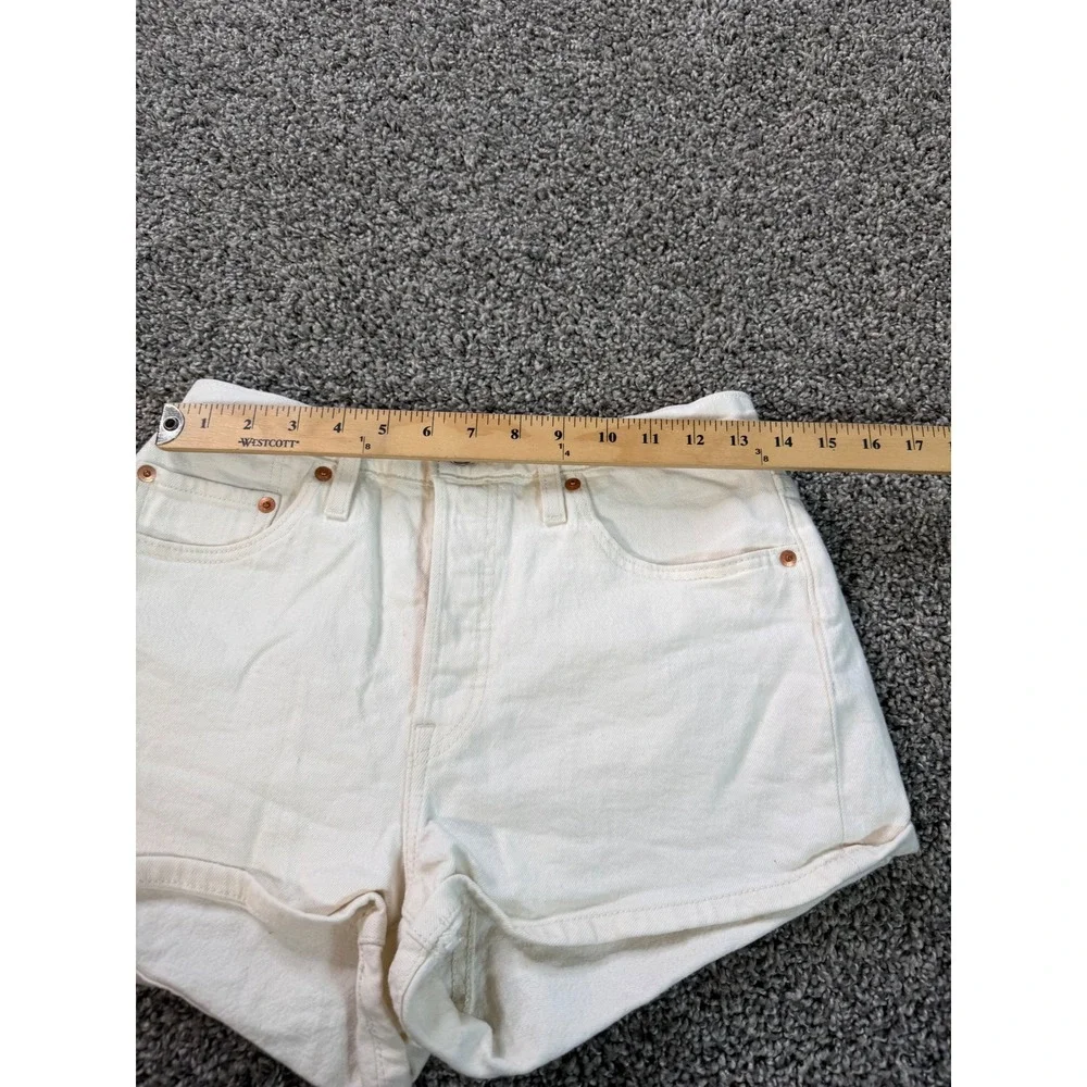 Levis 501 Original Shorts Womens 28 Beige Denim Button Fly